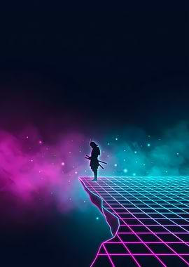 Neon Samurai on Grid Cliff