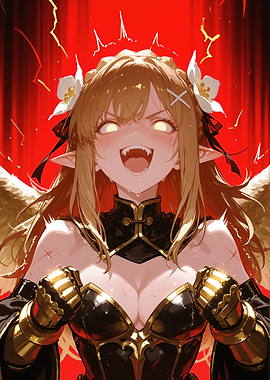 Anime Girl with Fangs and Wings