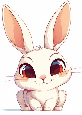 Cute Cartoon White Rabbit Illustration