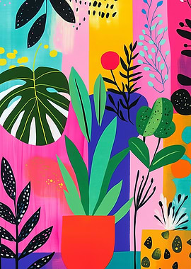 Colorful Abstract Botanical Illustration