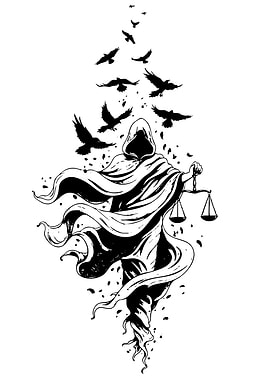 Grim Reaper with Scales and Crows