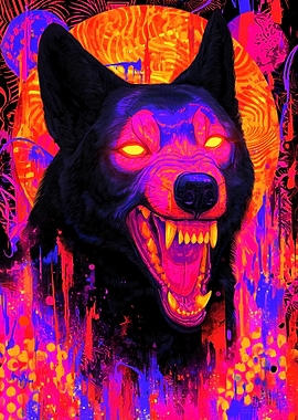 Psychedelic Dog Portrait