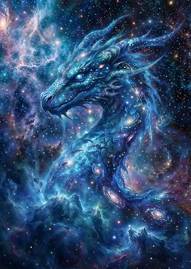 Celestial Dragon in Cosmic Nebula