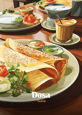 Dosa India Food Illustration