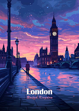 London, United Kingdom at Dusk