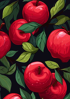 Red Apples and Green Leaves Pattern