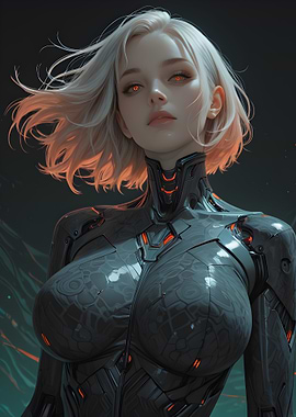 Cyberpunk Woman with Glowing Eyes