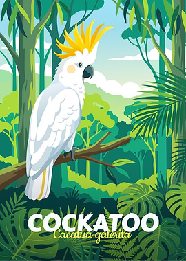Cockatoo in the Jungle Illustration