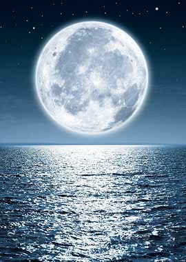 Full Moon Over Ocean