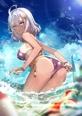 Girl in Bikini in Water