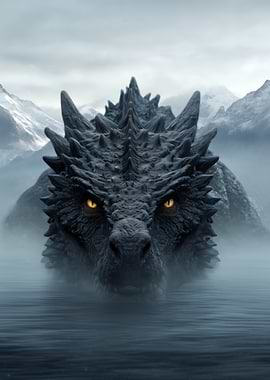 Dragon emerging from water