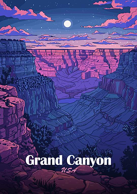 Grand Canyon USA Landscape Illustration