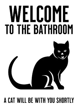 Black Cat Welcome to the Bathroom