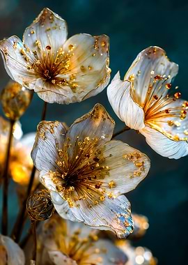 Golden Floral Elegance, Delicate Beauty