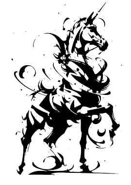 Abstract Black and White Unicorn Art
