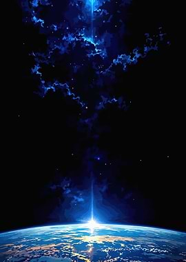 Earth and Space Blue Art