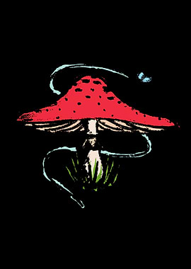Red Mushroom with Fly