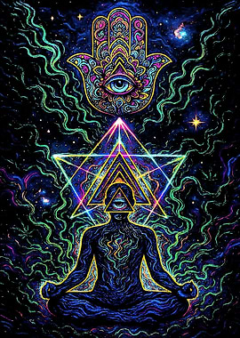 Psychedelic Meditation with Hamsa Hand