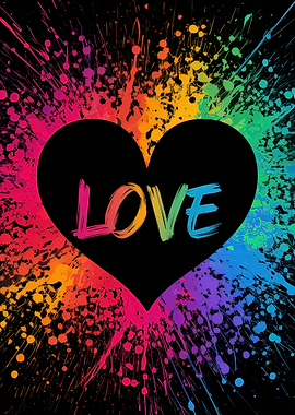 Colorful Love Heart Splatter