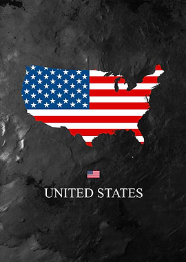 United States Map with Flag Overlay