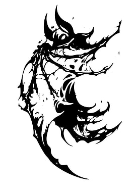 Abstract Black and White Bat Creature