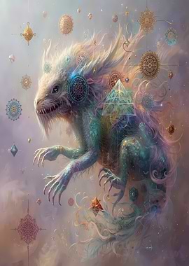 Mystical Dragon with Geometric Ornaments