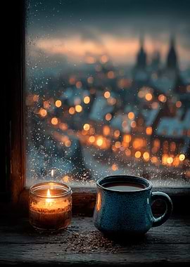 Cozy Night In: Candle and Coffee