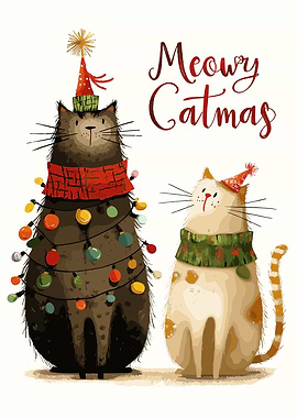 Meowy Catmas Cats in Holiday Attire