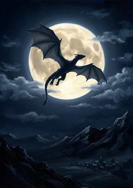 Dragon Flight Under Moonlight