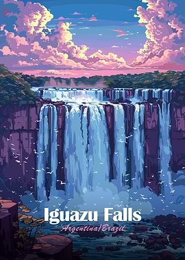 Iguazu Falls Argentina Brazil Illustration
