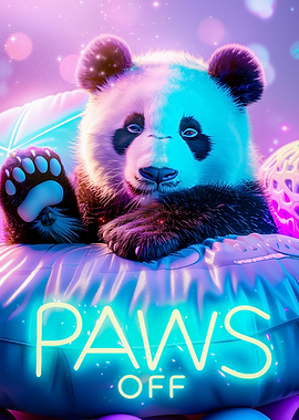 Panda Paws Off Neon Art