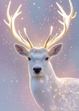 White Deer with Golden Antlers