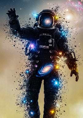 Astronaut in Space with Galaxy Effect