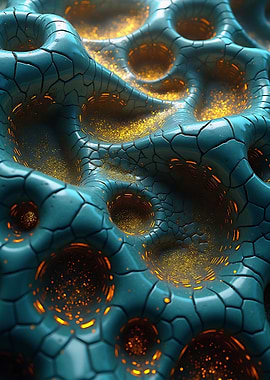 Abstract Blue and Gold Textured Surface