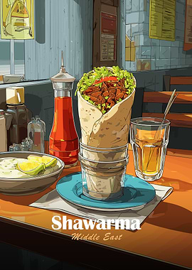 Shawarma Middle East Food Illustration