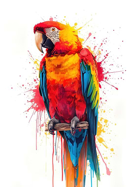 Colorful Parrot Watercolor Painting