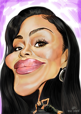 Caricature of a Woman with Black Hair