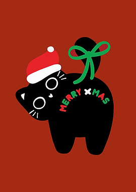 Christmas Cat with Santa Hat