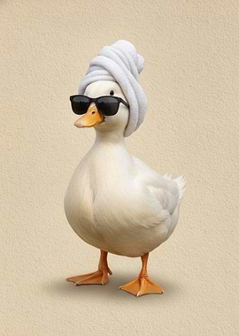 Duck with Towel and Sunglasses