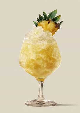 Pineapple Cocktail with Crushed Ice