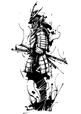 Samurai Warrior Ink Illustration