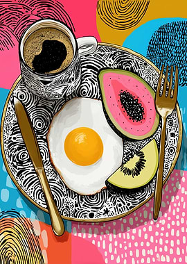 Breakfast Still Life with Coffee and Fruit