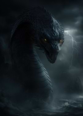 Sea Serpent in Stormy Waters