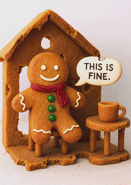 Gingerbread Man 'This is Fine' Scene Meme Christmas