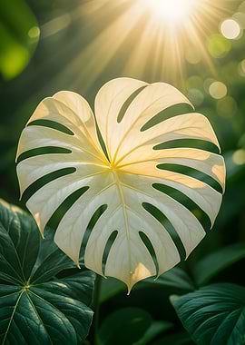 Monstera Leaf in Sunlight