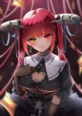 Anime Girl with Horns and Heterochromia