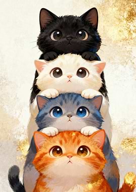 Stacked Cartoon Cats