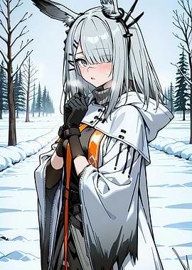 Anime Girl in Winter Landscape