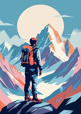Mountain Hiker Minimalist Art