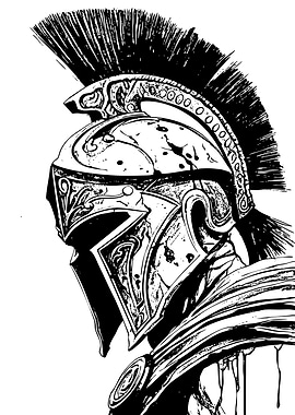 Spartan Warrior Helmet Black and White